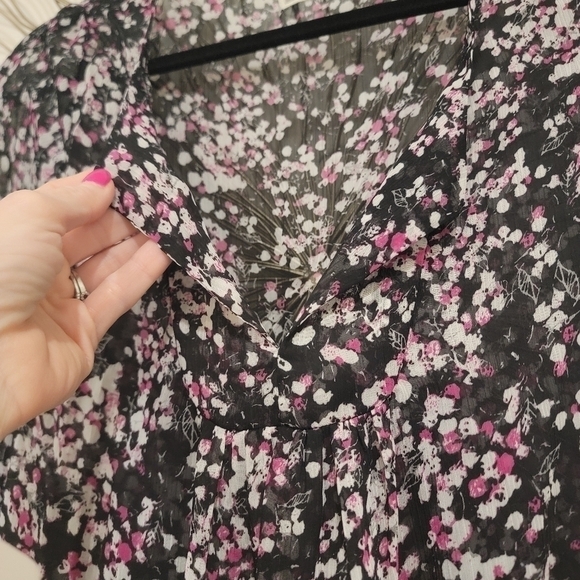 Old Navy Sheer Abstract Floral V Neck Maternity Babydoll Tunic Top Blouse Medium - Picture 4 of 12